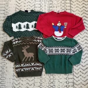 Vtg 1990s Y2K Youth Christmas Sweater Bundle 4T